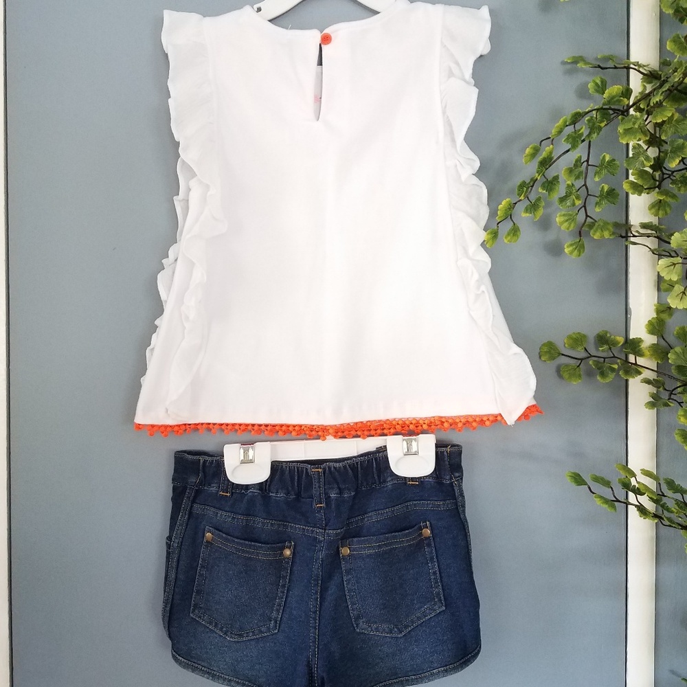 White Girls Top and Denim Shorts - Picture 3 of 5